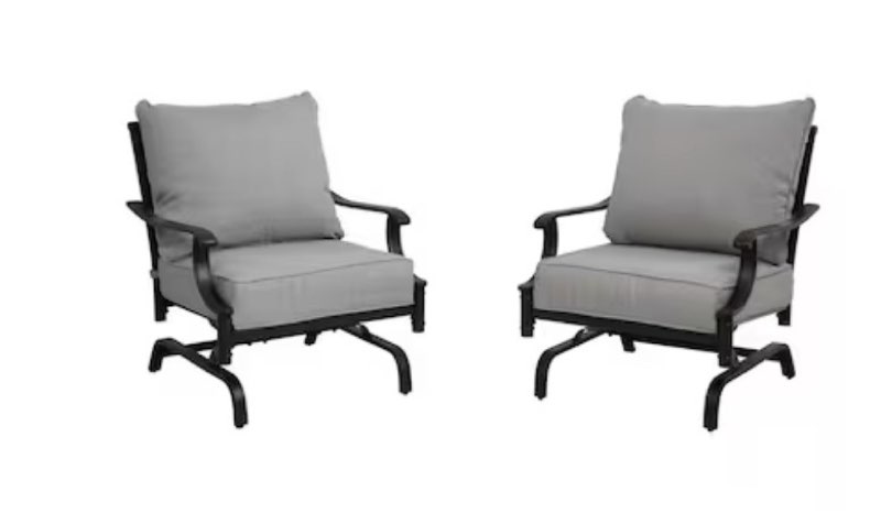allen + roth thomas lake set of 2 gray steel frame conversation chair with light gray