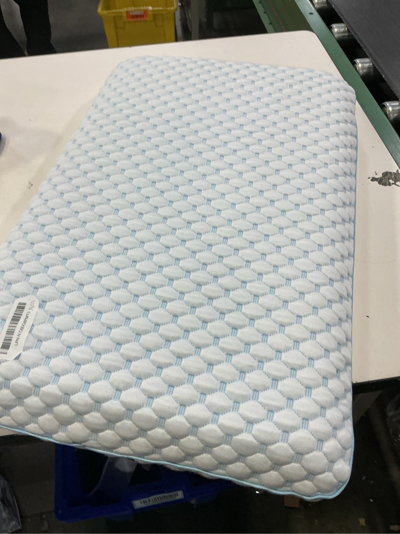 Condition photo showing As Is for clara clark cooling pillows for sleeping - memory foam pillows - luxury gel pillow with reversible cover cool to velvety - breathable bed pillows for side sleepers - king - 16 x 24