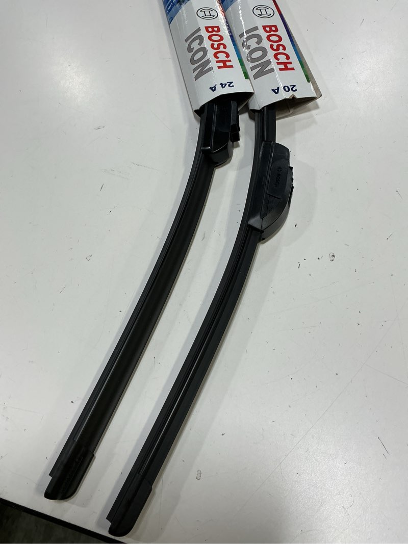 Condition photo showing As Is for bosch icon beam wiper blades - driver and passenger side - set of 2 blades (24oe & 20oe) front (24 a 20a) icon combo pack (front)