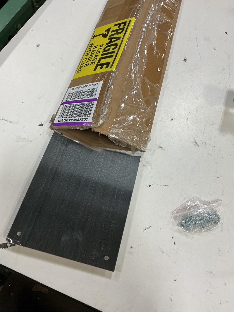 Condition photo showing Good Condition for prime-line mp4837 door kickplate, 6 in. x 34 in., satin nickel aluminum (single pack)