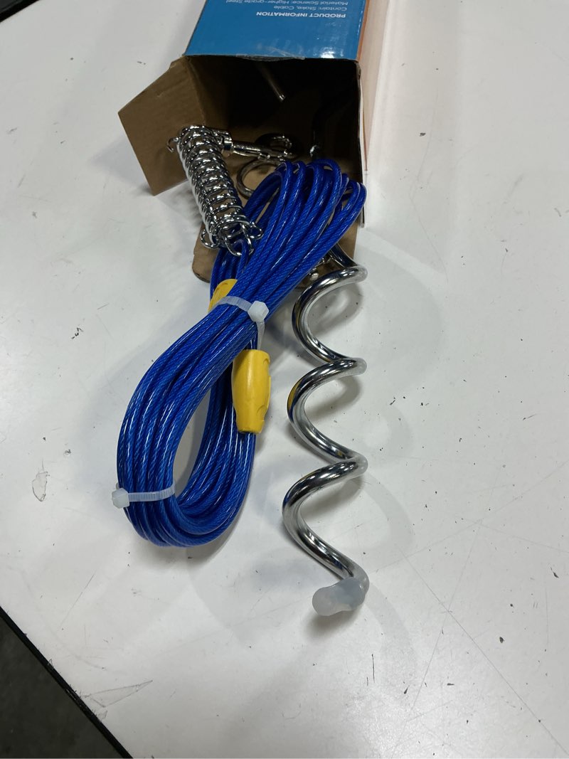 Condition photo showing Good Condition for petbobi dog stake and tie out cable 30ft up to 120lbs medium large dog  rust-proof chew-proof dog runner leash tether with spring for outdoor yard  ca