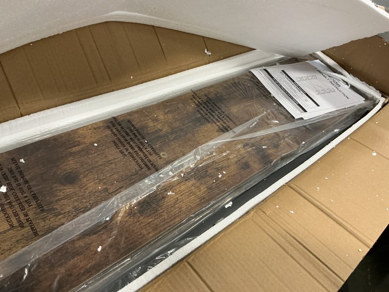 Condition photo showing Good Condition for HCHQHS Large Bookshelf, 4-Tier Long Industrial Bookcase, Rustic Brown Book Shelf, Freestanding Horizontal Bookshelves with Metal Frame 4-Tier (56.7"W x 54.2"H) Rustic Brown