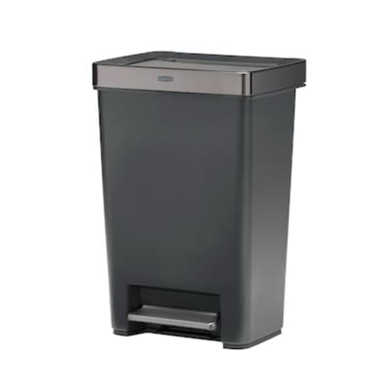 Rubbermaid Premier Series IV 12.4 Gallon Charcoal Resin Indoor Kitchen Step Trash Can
