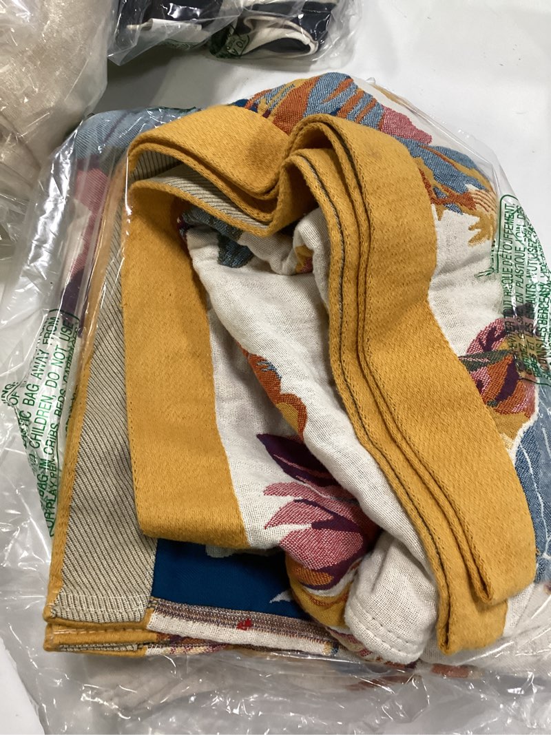 Condition photo showing Good Condition for MSGKV Boho Throw Blanket 60''x80'',100% Cotton Blankets for Couch Bed,Cotton Quilt Travel Muslin Blankets Farmhouse Home Decor Soft Lightweight Picnic Blanket D-flower and Butterfly 60"x80"