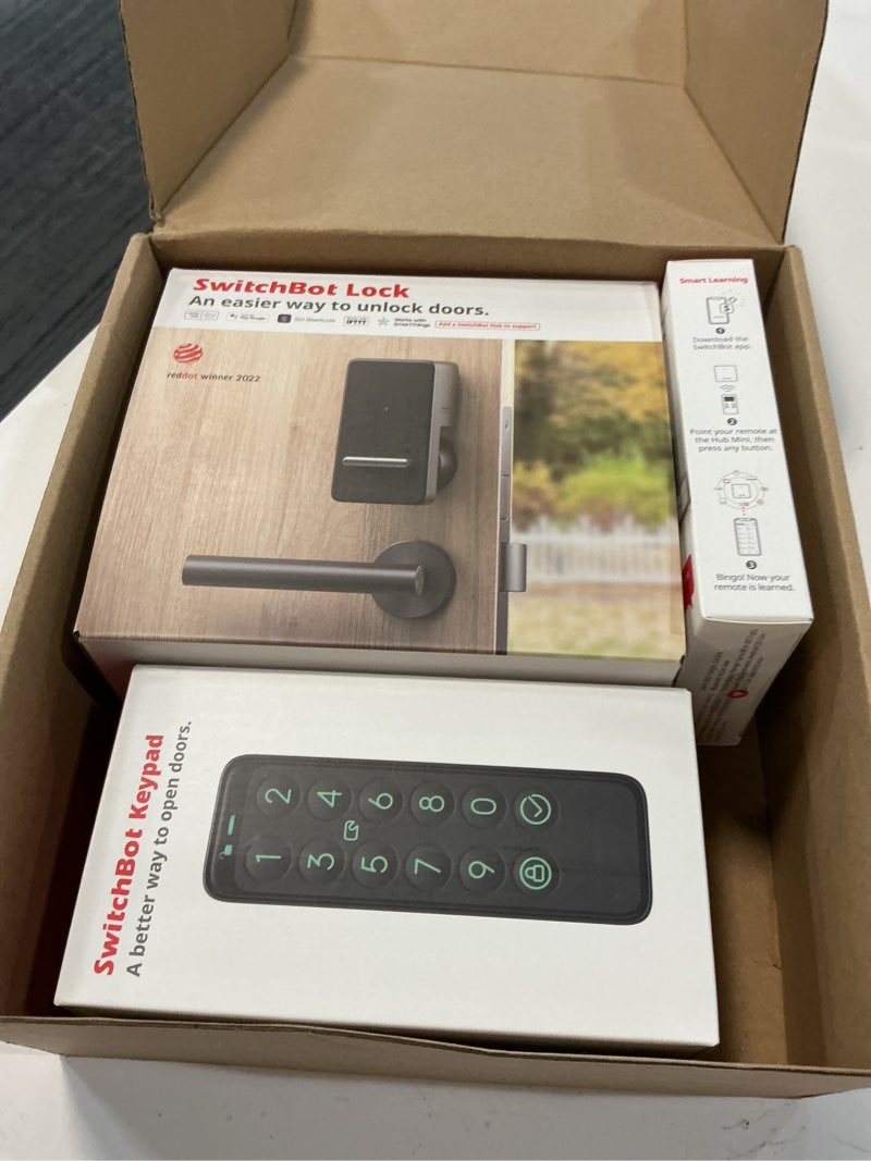 Condition photo showing Good Condition for switchbot wi-fi smart lock with wireless keypad, keyless entry door lock for front door, electronic smart deadbolt, remote control, fits your existing deadbolt in minutes, ip65 waterproof lock+keypad+hub mini