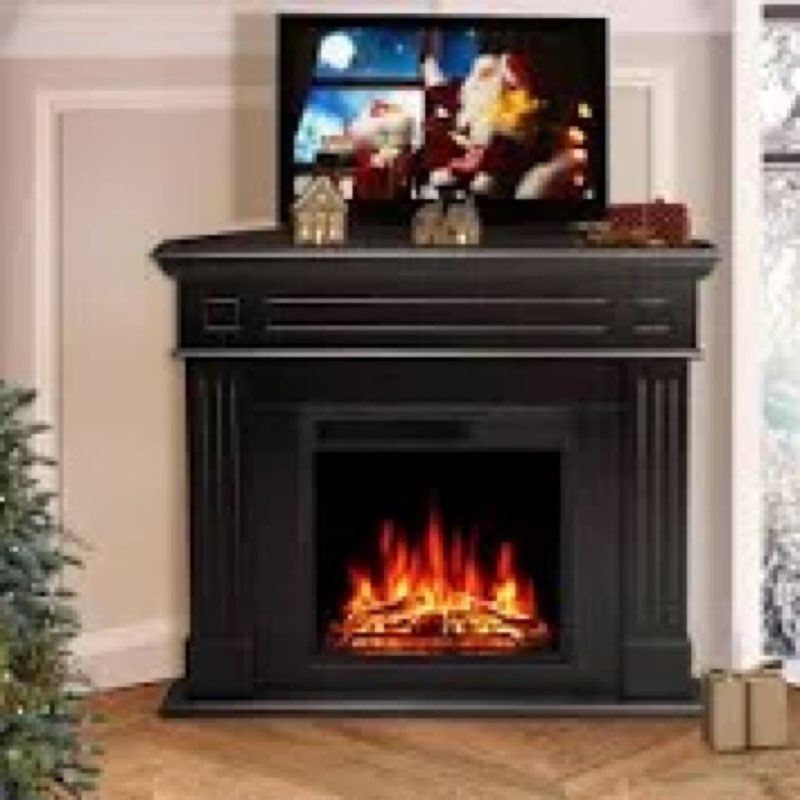 ( incomplete)R.W.FLAME 43" Freestanding Corner Electric Fireplace With Mantel & Remote Control For Living Room Or Bedroom