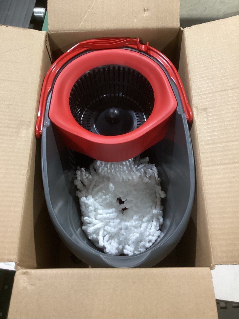 Condition photo showing As Is for O-Cedar EasyWring Microfiber Spin Mop, Bucket Floor Cleaning System, Red, Gray, Standard Easywring Spin Mop & Bucket