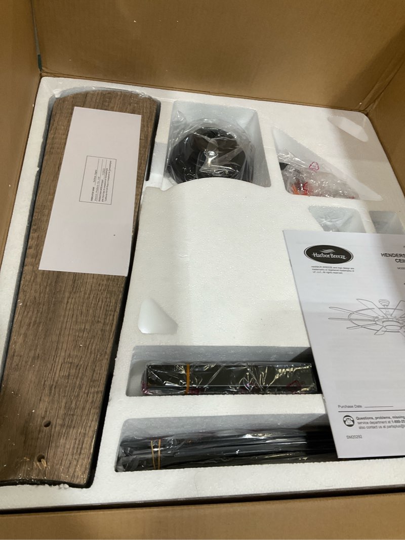 Condition photo showing Good Condition for harbor breeze henderson 60-in matte black led indoor ceiling fan with light remote