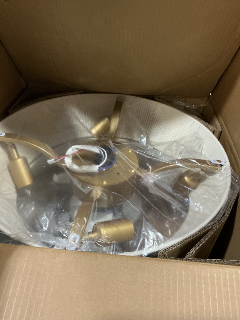 Condition photo showing Good Condition for boho fandelier ceiling fan with light and remote rattan chandelier fan gold caged ceiling fan with light for bedroom, living room nursery?foyer?kitchen?6 speed, timing adjustable height? beige rattan ceiling fan