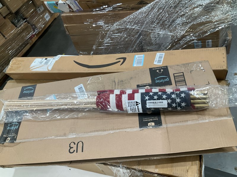 Condition photo showing Good Condition for lot of -12-12x18 inch us american hand held stick flags sewn edges with spear tip (double sided) made in the usa
