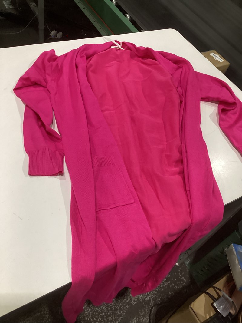Condition photo showing Good Condition for grace karin essential solid open front maxi long knitted cardigan sweater for women hot pink large
