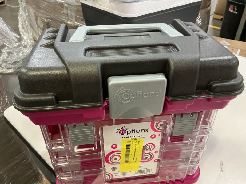 Condition photo showing Good Condition for creative options small rack system - external dimensions: 11 length x 7.3 width x 10 height - latching closure - black sparkle, magenta - 2 / carton