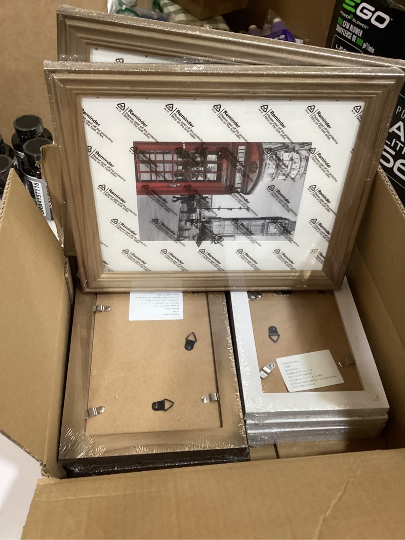 Condition photo showing Good Condition for eletecpro gallery wall frame set of 10, multiple sizes solid wood picture frames collage wall decor including 2pcs 8x10, 4pcs 5x7, 4pcs 4x6 photo frames, natural, white, brown natural, white, brown 10
