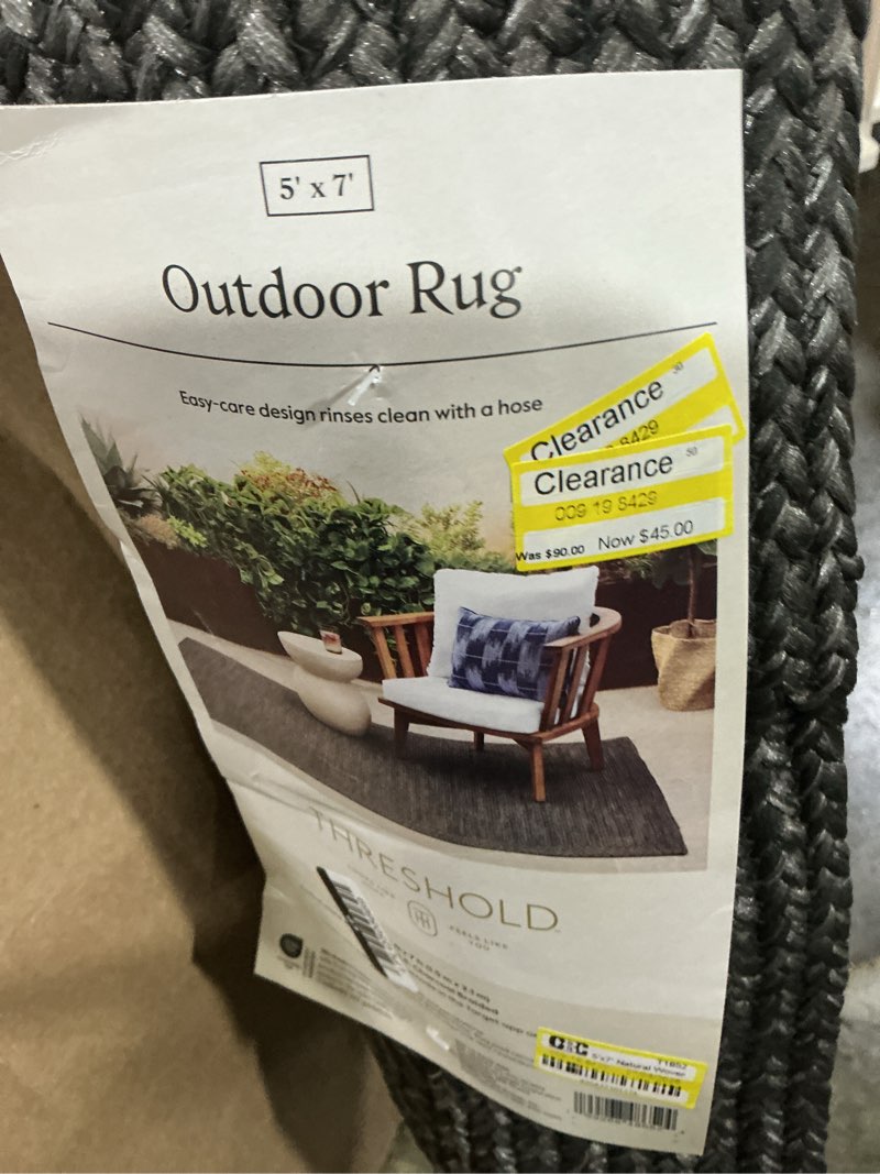 Condition photo showing Good Condition for 5'x7' natural woven rectangular braided outdoor area rug heathered charcoal - threshold™