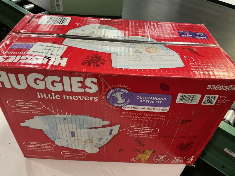 Condition photo showing New/Like New for huggies little movers baby disposable diapers - size 4 -120ct