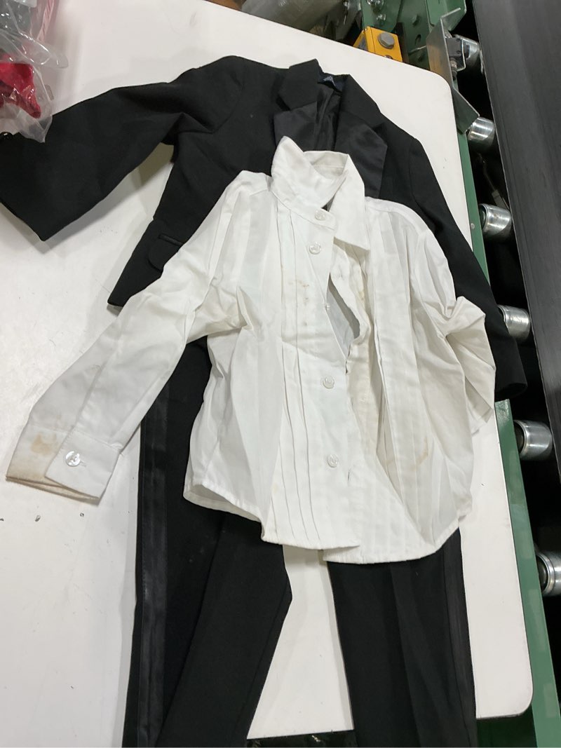 Condition photo showing As Is for size 2t nautica boys' 3-piece tuxedo suit set with jacket, pants, dress shirt & bow tie for weddings & special occasions