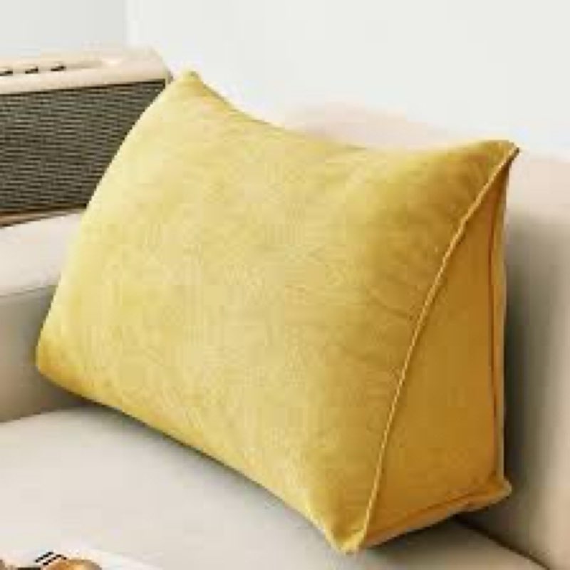 Almohada triangular de lectura con forma de cuña para respaldo de sofá, funda extraíble, soporte lumbar, 120 x 35 x 20 cm, color amarillo, ideal para comodidad y relajación