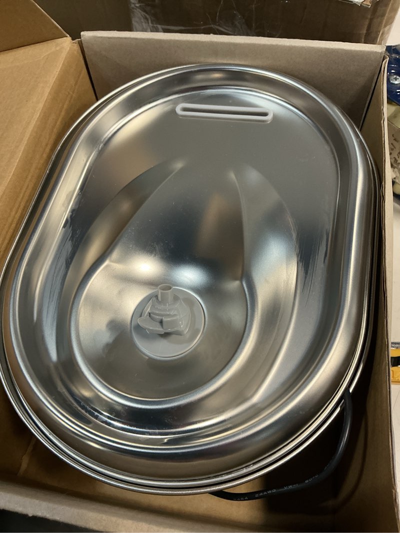 Condition photo showing As Is for petlibro stainless steel cat water fountain, 101oz/3l pet water fountain for cats inside, food-grade dog water fountain, automatic cat water dispenser metal 3l