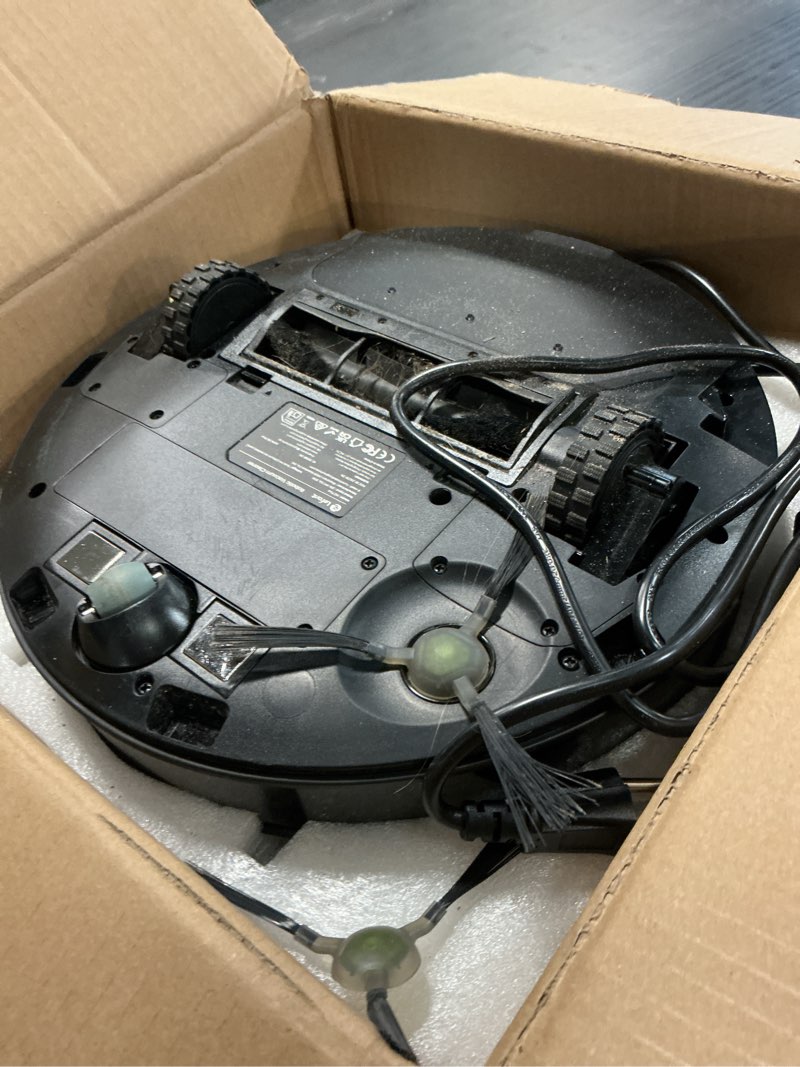 Condition photo showing As Is for lefant lidar robot vacuum and mop combo,75-days self-emptying,6000pa powerful scution,multi-floor mapping, no-go zones,140 min runtime,2.4g/5g wifi/alexa/app/iwatch,m2 plus black