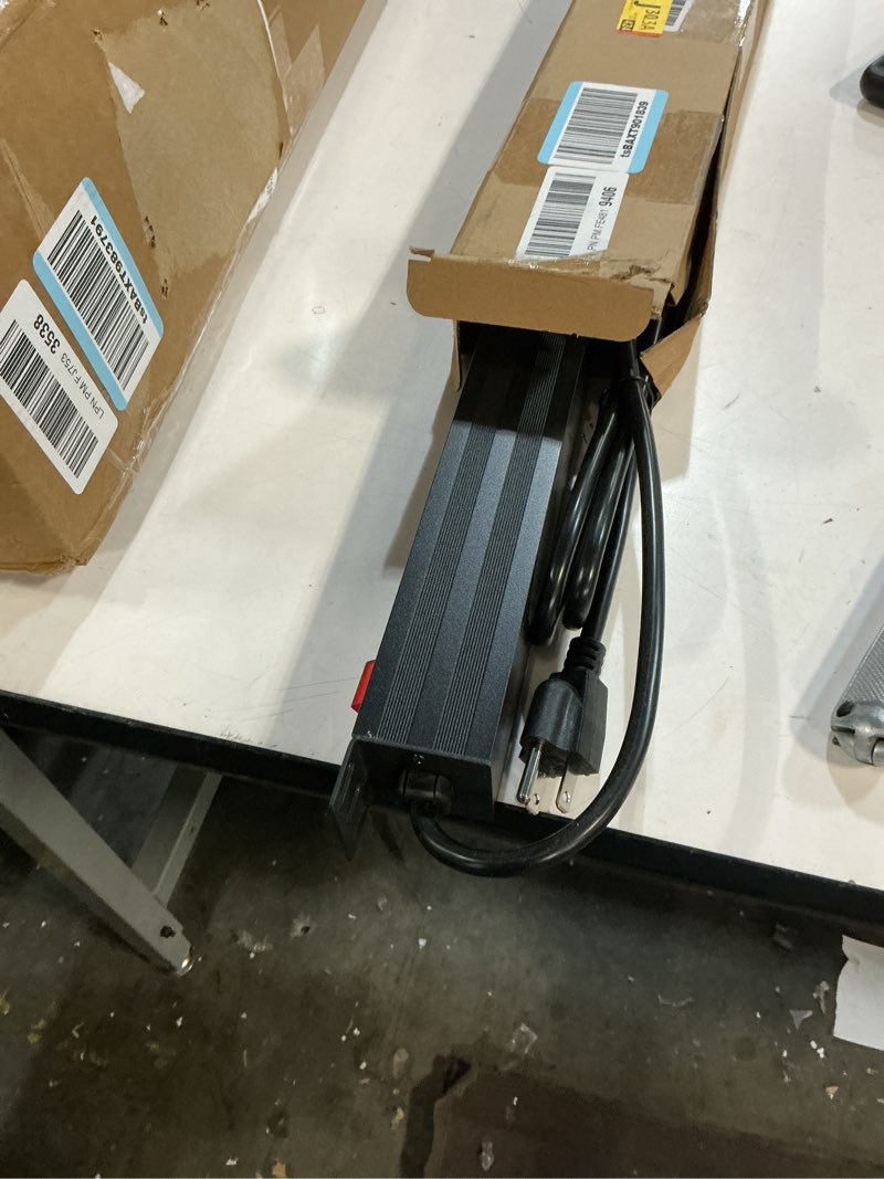 Condition photo showing Good Condition for btu power strip surge protector rack-mount pdu, 12-outlet power strip with switch, metal mountable heavy duty for server racks, garage, shop workbench, industrial commercial use (black 6ft)