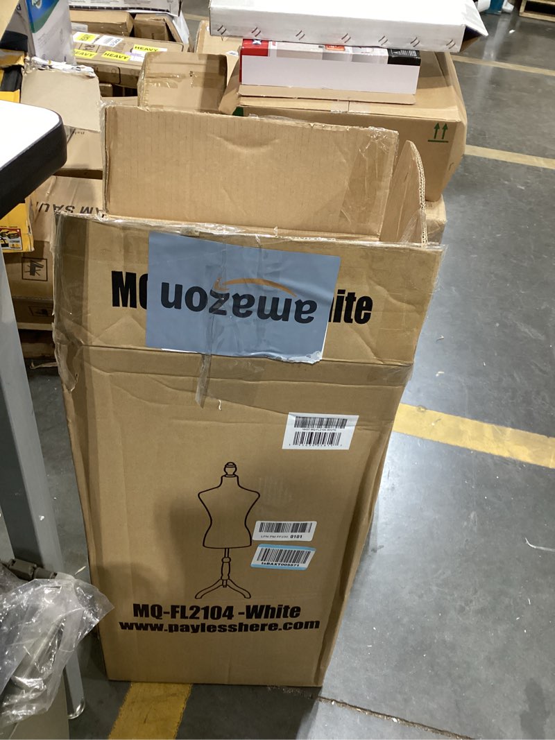 Condition photo showing As Is for Mannequin Body Dress Form Torso Female Manikin 49.6-63.4 Inch Height Adjustable Wooden Tripod Stand High Density Foam Portable Display Mannequin (White) 49.6-63.4 Inches White