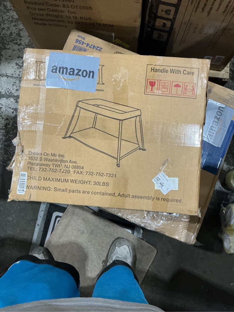 Condition photo showing New/Like New for Dream On Me Travel Light Playard, Award Winning Lightweight Portable, Breathable Mesh Sides with Soft Comfortable Mattress, Easy Compact Fold Design with Travel Carry Bag – Purple Purple Playard