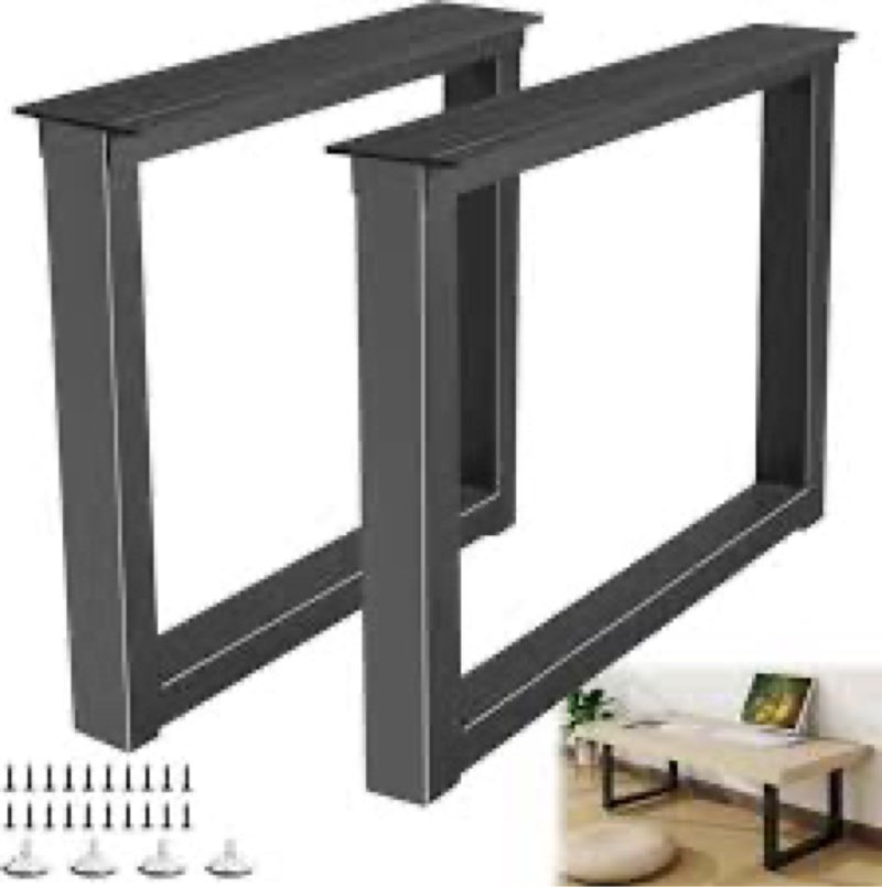 Y-CFHFC Metal Table Legs 16'' Hight 17.7'' Wide Heavy Duty Furniture Legs, Modern Desk Feets with Ad
