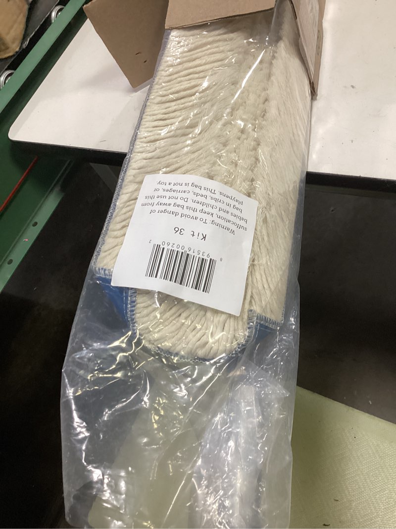Condition photo showing Good Condition for nine forty 36" premium cotton dust mop kit - heavy duty mop head with handle for industrial, commercial, and residential cleaning - dry floor duster for hardwood surfaces - white aluminum handle 36" x 5"