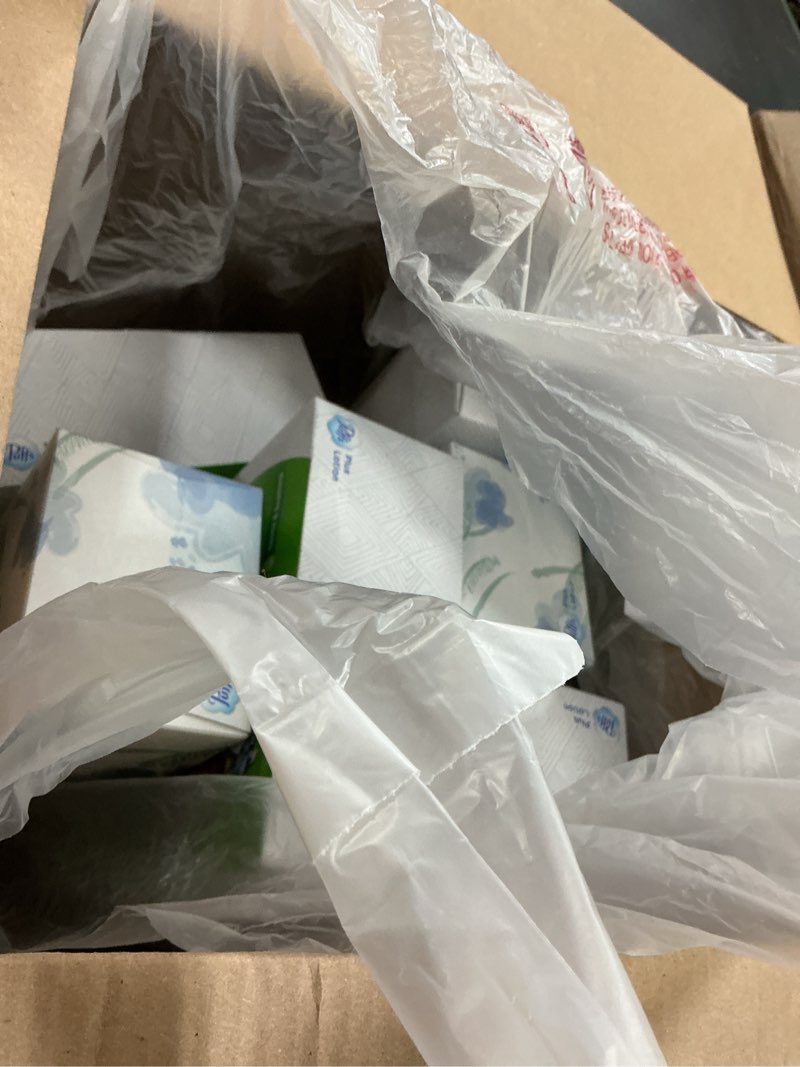 Condition photo showing As Is for puffs plus lotion facial tissues, 8 family boxes, 124 facial tissues per box, allergies and colds 124 count (pack of 8)