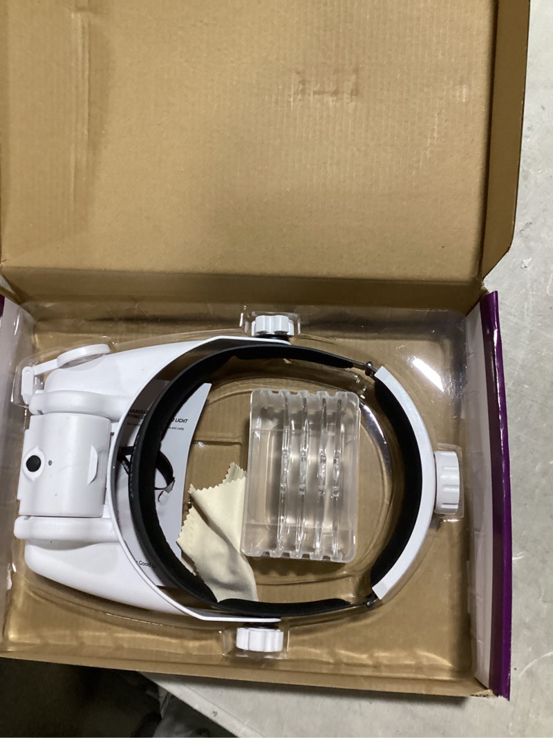 Condition photo showing New/Like New for headband magnifying glass with light, rechargeable head magnifying glasses 1x to 14x, magnifier headset with 6 detachable lens, hands free head mount magnifier for close work jewelry crafts 1x-14x head mount magnifier