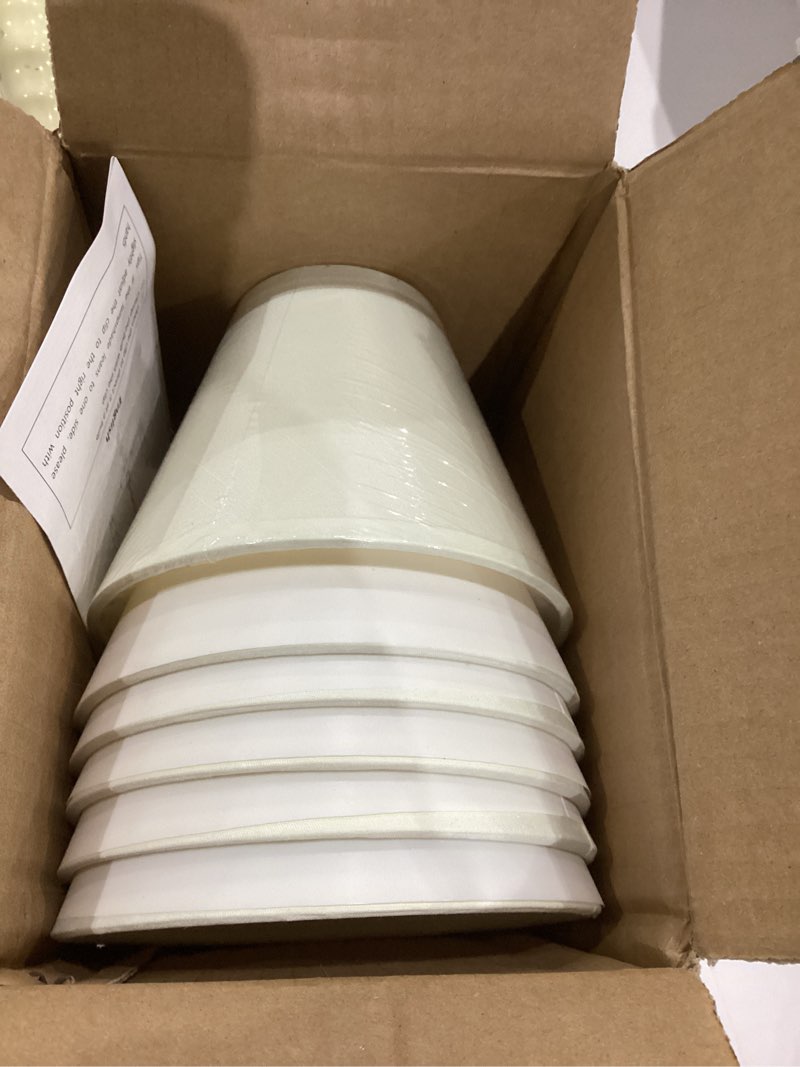 Condition photo showing New/Like New for Wellmet Chandelier Shades, ONLY FOR CANDELABRA BULBS, Clip-on Fitter Lamp Shades, 3" x 6" x 5", Set of 6, Cream White