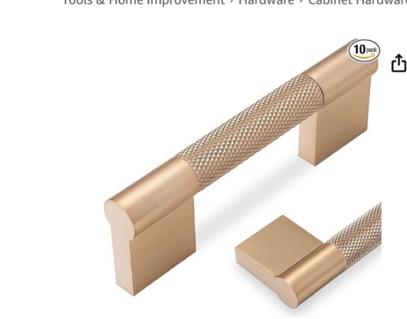 POVEFONK 10 Pack 3 inch(76mm) Champagne Copper Kitchen Cabinet Handles Knurled Cabinet Pulls Gold Dr