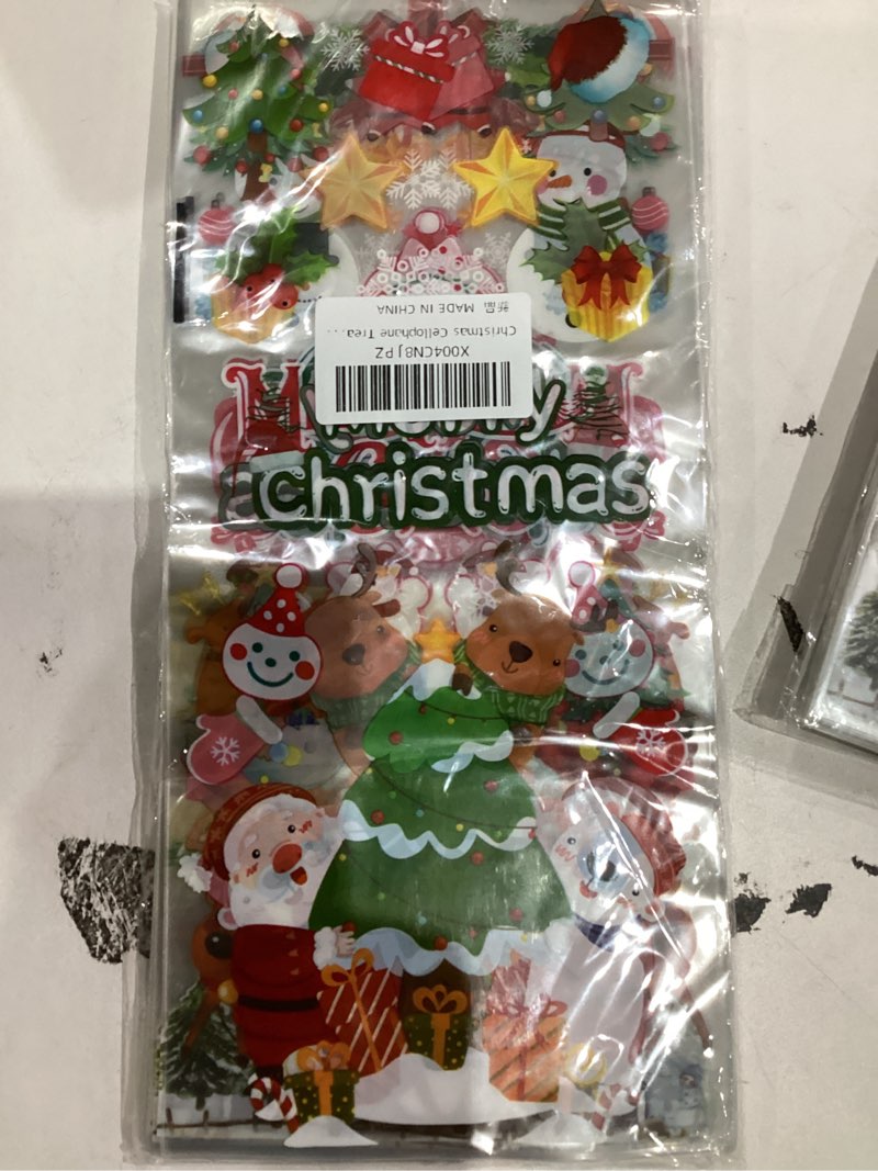 Condition photo showing New/Like New for Yicelerate Christmas Cellophane Treat Bags, 100 PCS Christmas Gift Bags, Clear Plastic Cello Xmas Tree Candy Cookie Snacks Bakery Goodie Bags With 100 PCS Ties for Xmas Holiday Party Favors Supplies Christmas 1 Count (Pack of 100)