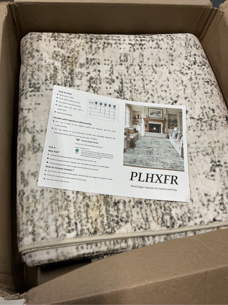 Condition photo showing Good Condition for plhxfr 9x12 area rug living room: modern abstract washable carpet grey | for bedroom dining room farmhouse nursery home,machine washable,non slip,large soft neutral,stain resistant, indoor floor