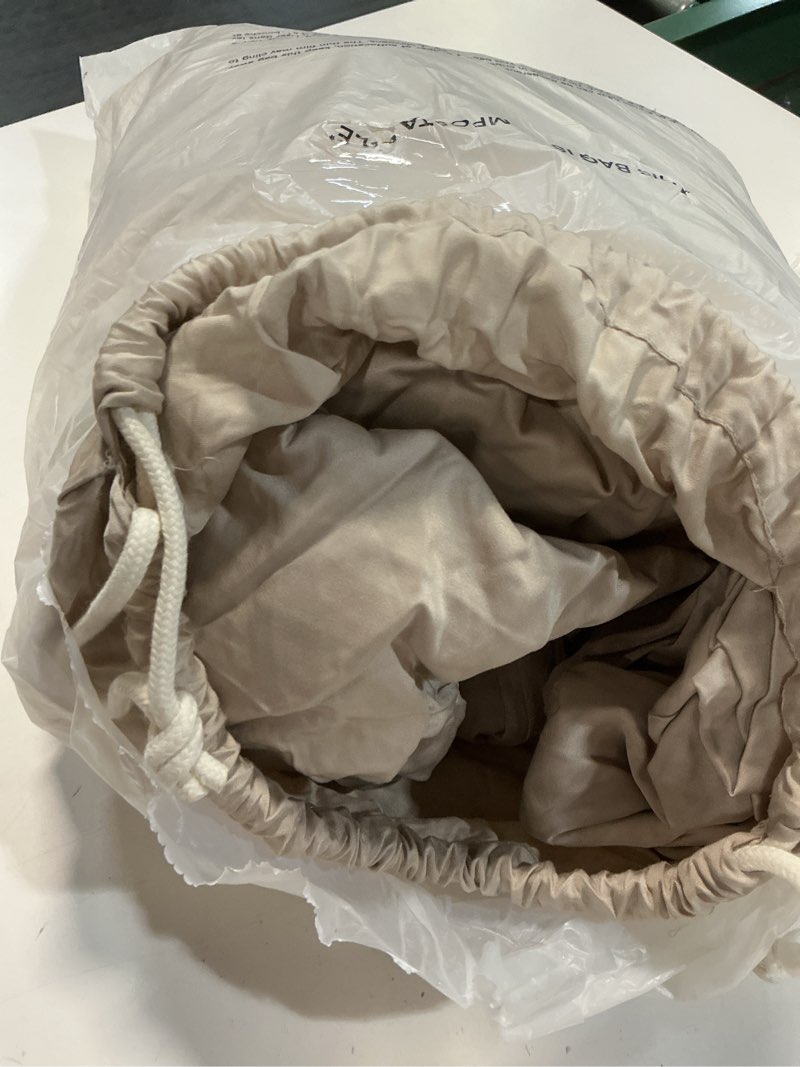 Condition photo showing As Is for bamboo duvet cover set, king/cal king, sand