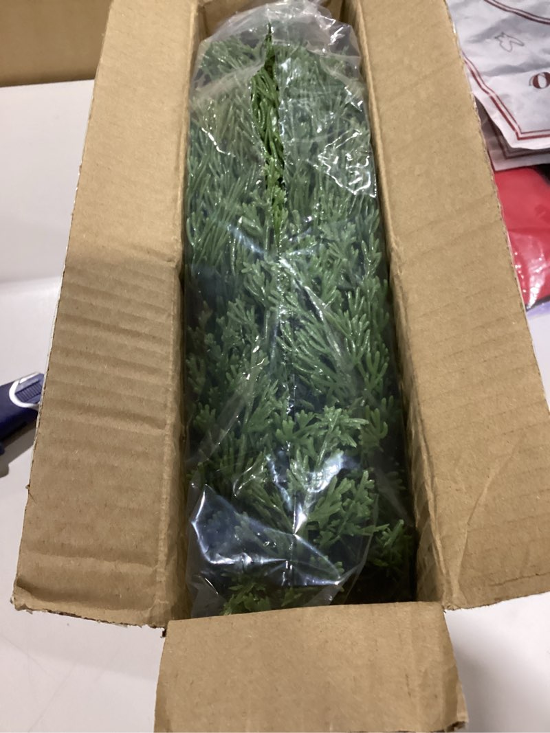 Condition photo showing Good Condition for 6FT Faux Cedar Garland, Real Touch Christmas Cypress Garland, Realistic Pine Cypress Bendable Branches for Mantel Decor Fireplace Staircase Table Centerpiece Indoor Outdoor Holiday Winter Decor B-Thick & Lush 6FT