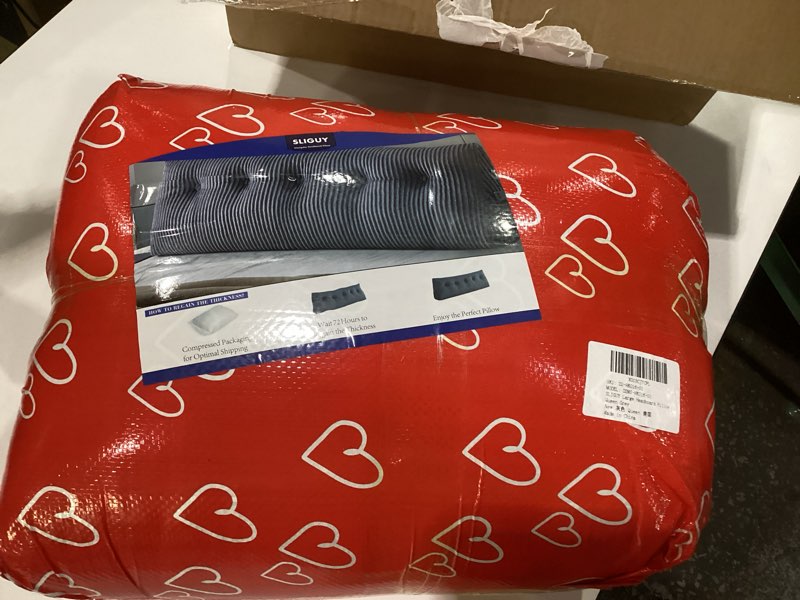 Condition photo showing New/Like New for Large Headboard Pillow Headboard Wedge Pillow Bed Rest Reading Pillow Bolster Triangular Pillow for Sitting in Bed-Backrest Positioning Support Long Pillow for Daybed (King:76x8x20 Inches,Grey) Grey King