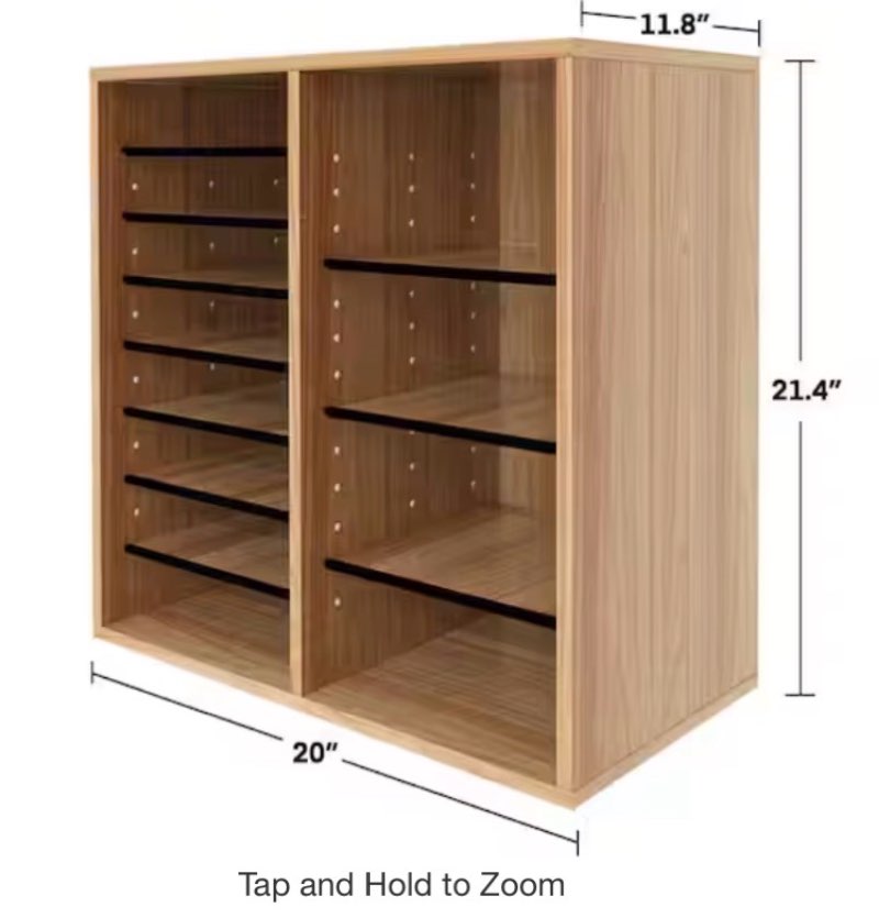 16-Compartment Wood Adjustable File Cabinet Literature Organizer, Medium Oak
