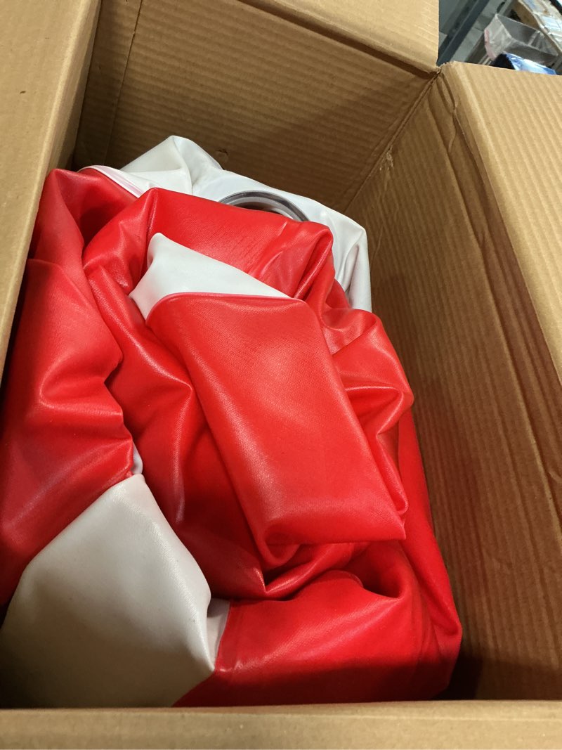 Condition photo showing Good Condition for solstice inflatable tube float – heavy-duty material with grab handles for pool, lake & river – compact with backrest, mesh base, cupholders & rope – 6-person, white & red, 100" – super chill 6-person (w/ cupholders & cooler) one size