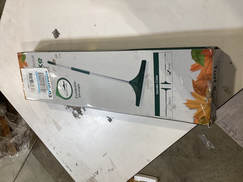 Condition photo showing Good Condition for orientools foldable artificial turf rake - 51" turf rake for artificial grass - steel handle artificial grass rake - carpet rake for cleaning leaves from lawns and pet hair from carpets