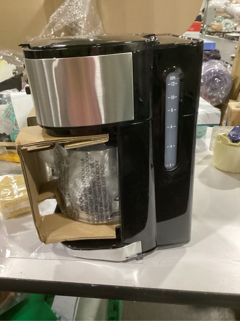 Condition photo showing New/Like New for hamilton beach 2-way 12 cup programmable drip coffee maker & single serve machine, glass carafe, auto pause and pour, black (49980r)