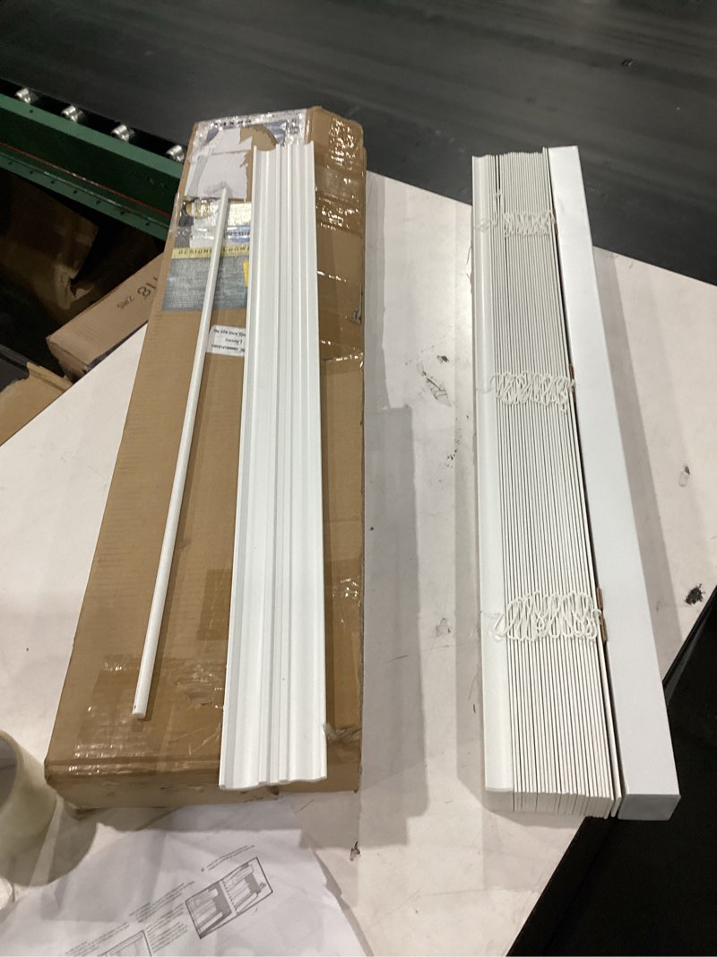 Condition photo showing New/Like New for lotus & windoware 34x48 inch designer crown valance, featuring a bright white finish