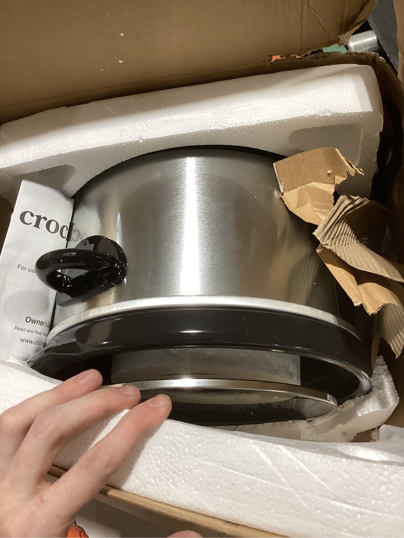 Crock-Pot 5-Quart Smudgeproof Round Manual Slow Cooker with Dipper Silverback Not tested