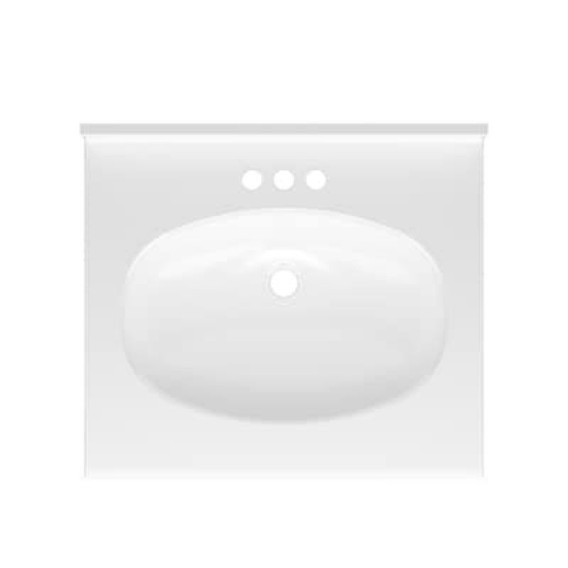 project source 25-in x 22-in white cultured marble single sink 4-in centerset faucet mount bathroom