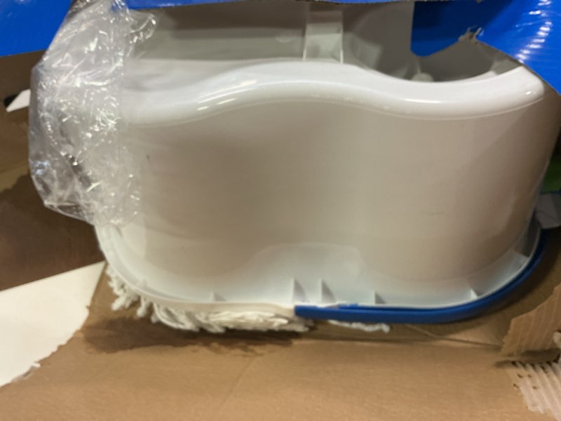 Condition photo showing As Is for Clorox Microfiber Spin Dry Microfiber Mop and Bucket System, Blue/White
