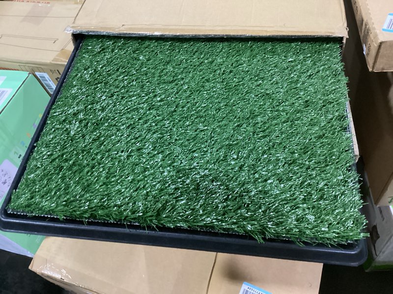 Condition photo showing Good Condition for Artificial Grass Puppy Pee Pad for Dogs and Small Pets - 20x30 Inch, Reusable 3-Layer Turf Pads for Dogs with Tray - Indoor and Outdoor Fake Grass Potty Pet Supplies by PETMAKER