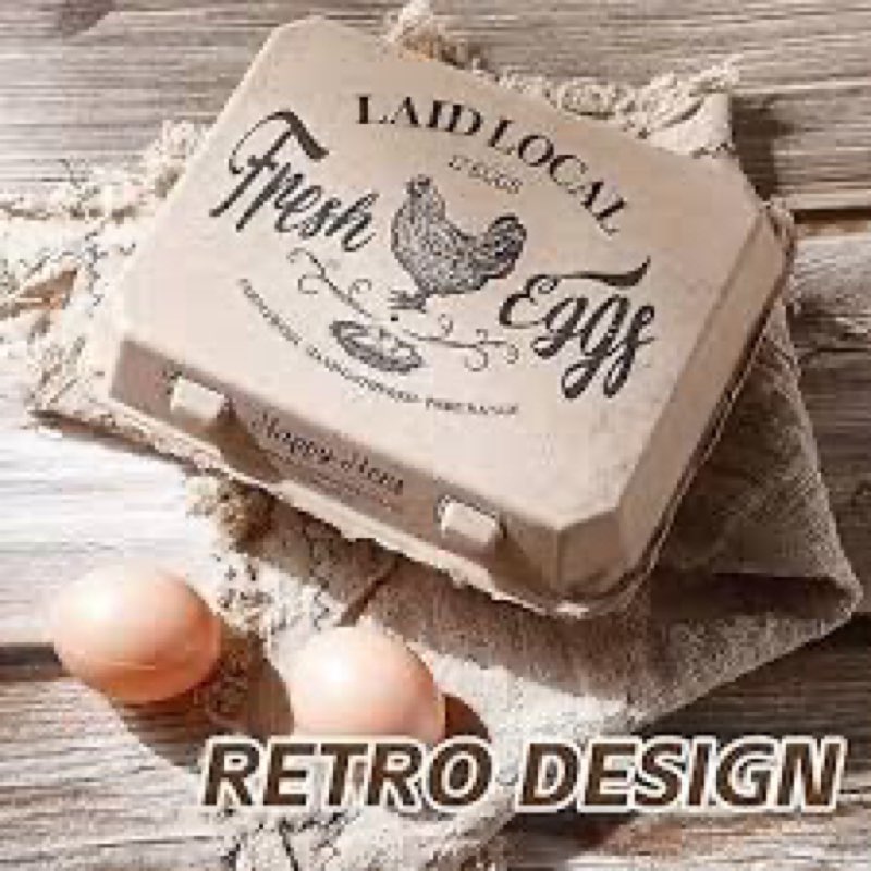 Zhanmai 53  Pack Egg Carton Bulk 12 Chicken Duck Egg Carton Vintage Printed Farm Fresh Crate with 3 x 4 Holds Recycled Paper Cardboard Sturdy Reusable Box Holder(Classic Style)