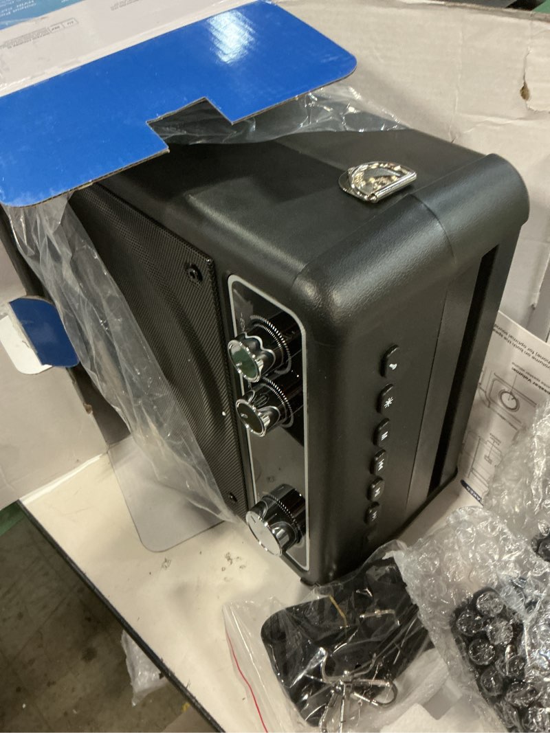 Condition photo showing Good Condition for karaoke machine, portable bluetooth karaoke speaker with 2 wireless microphones, pa system for adults kids with led lights & echo adjustment, supports tws/tf/usb/aux for home party t03-2 mics