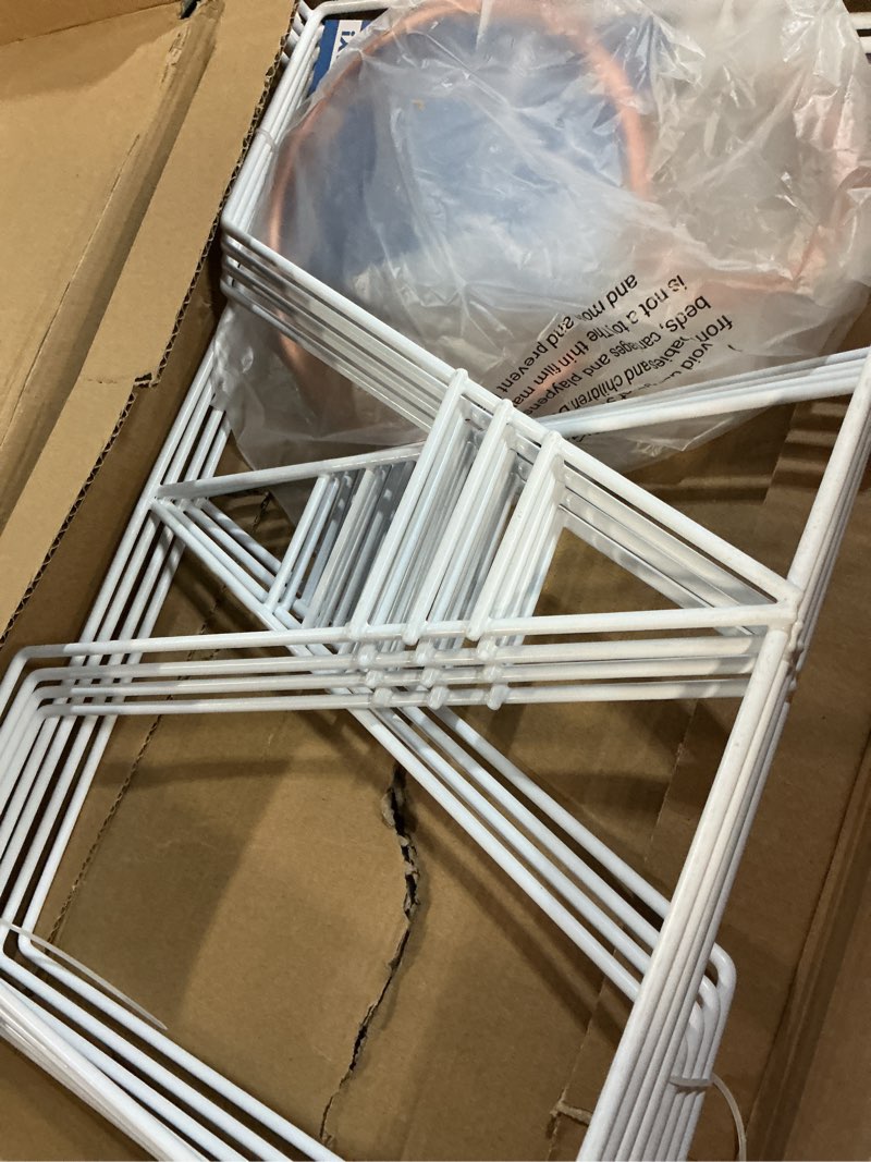 Condition photo showing Good Condition for tall wire shelf dividers for closet organization – 8 pack for 16 inch wire shelves only - measure before you buy - sturdy and easy set-up with bonus rose gold hanger 12" tall x 16" wide 8