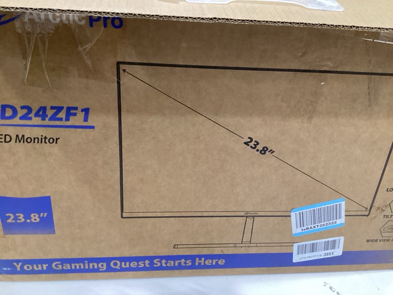 Condition photo showing Good Condition for arcticpro 24 inch monitor 120hz, fhd 1080p, computer monitor, ips, 99% srgb, 1ms response time, 3-sided frameless, ultra slim, vesa mountable, anti-blue light design, hdmi & vga ports,black 24 inch 24" 120hz fhd ips